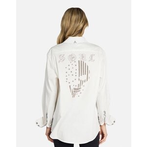 Rock Roll N Soul Torry American Soul Boyfriend Shirt- White-