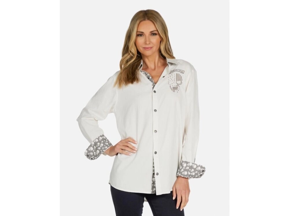 Rock Roll N Soul Torry American Soul Boyfriend Shirt- White-