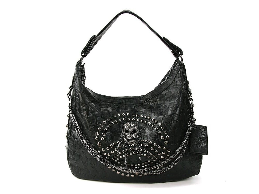 Studded Skull Hobo Bag