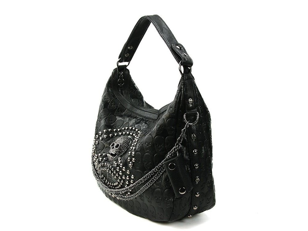 Studded Skull Hobo Bag
