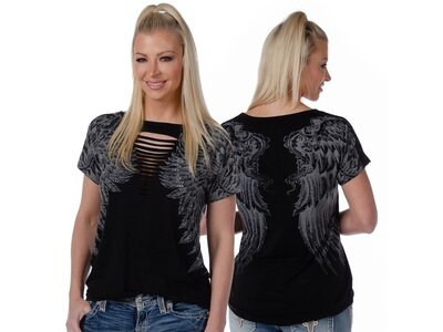Liberty Wear Wing Top with Neck Detail- 7626 -