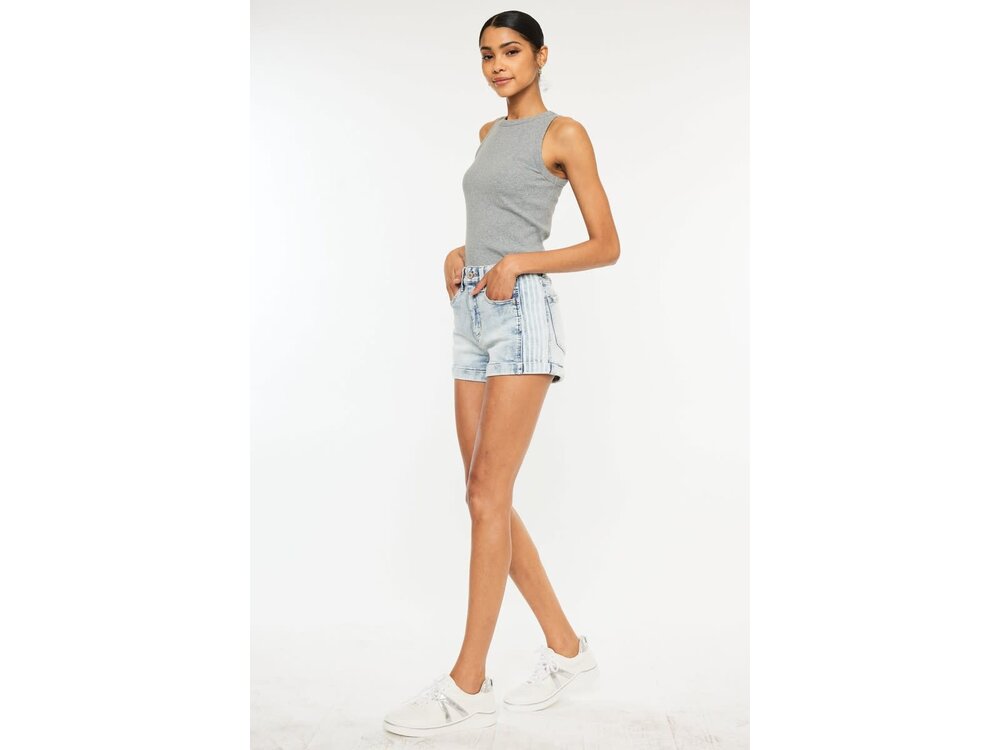 KanCan Light Wash High Rise Short- Side Panel - KC6357L