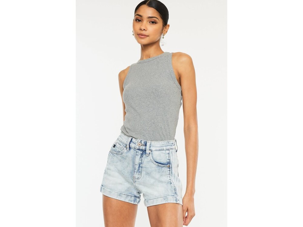 KanCan Light Wash High Rise Short- Side Panel - KC6357L