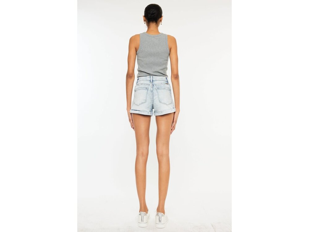 KanCan Light Wash High Rise Short- Side Panel - KC6357L