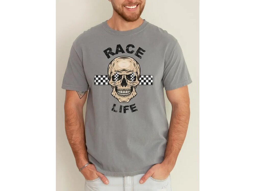 Race Life - Graphic Tee - Grey -