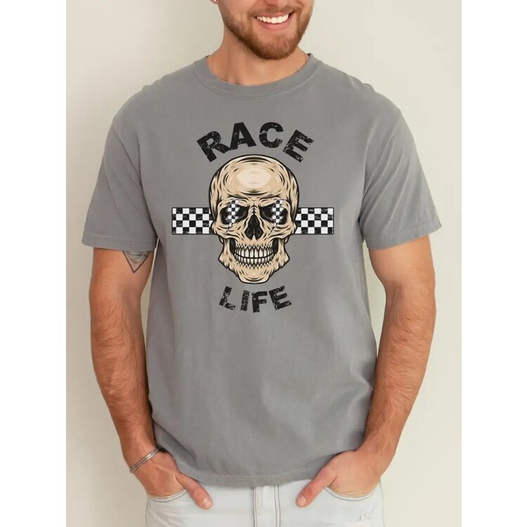 Race Life - Graphic Tee - Grey -