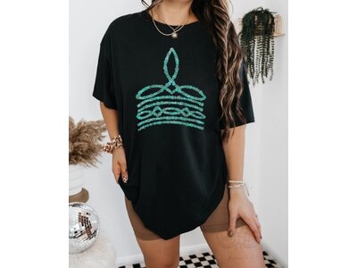 The Branded Blue Roan Turquoise Boot Stitch- Graphic Tee- Black-