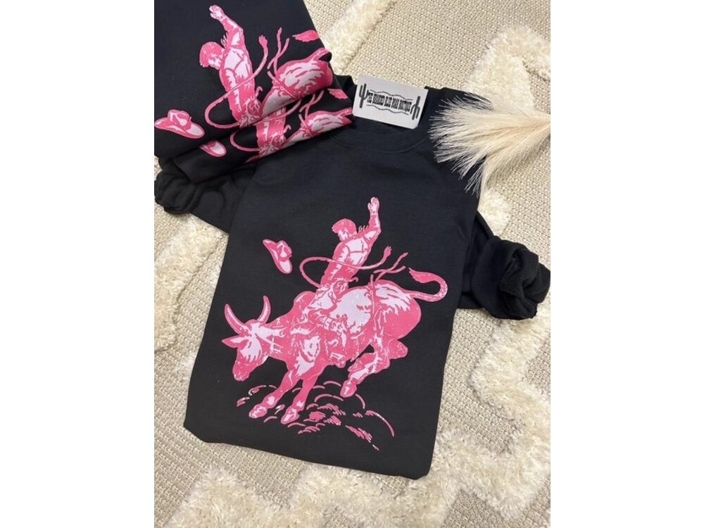 The Branded Blue Roan Pink Bull Rider - Graphic Tee - Black-