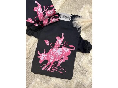 The Branded Blue Roan Pink Bull Rider - Graphic Tee - Black-