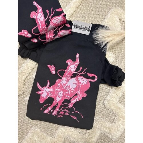 The Branded Blue Roan Pink Bull Rider - Graphic Tee - Black-