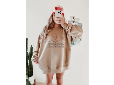 The Branded Blue Roan Boot Stitch - Crew Sweatshirt- Tan-