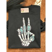 Skellie Hand Turq - Crew Sweatshirt - Black-