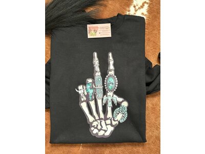 The Branded Blue Roan Skellie Hand Turq - Crew Sweatshirt - Black-