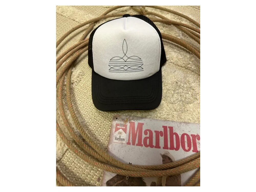 The Branded Blue Roan Boot Stitch Trucker Hat