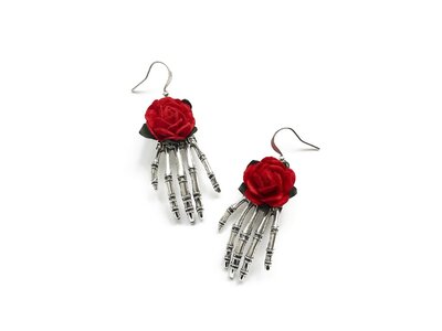 Skeleton Rose Earrings