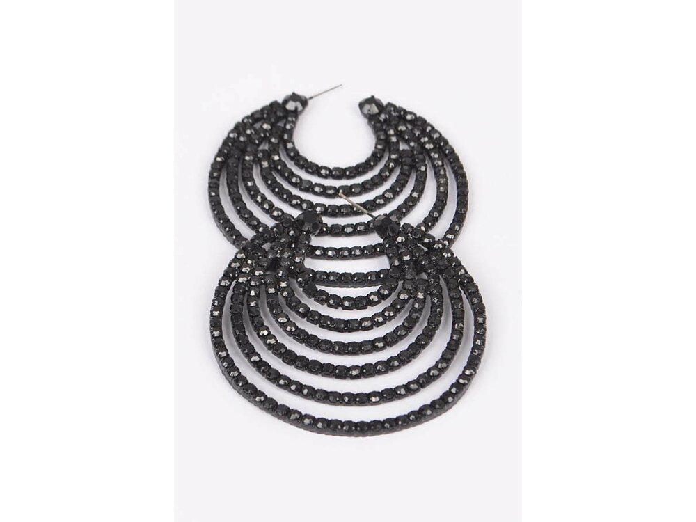 Black Rhinestone Hoop- AME3457