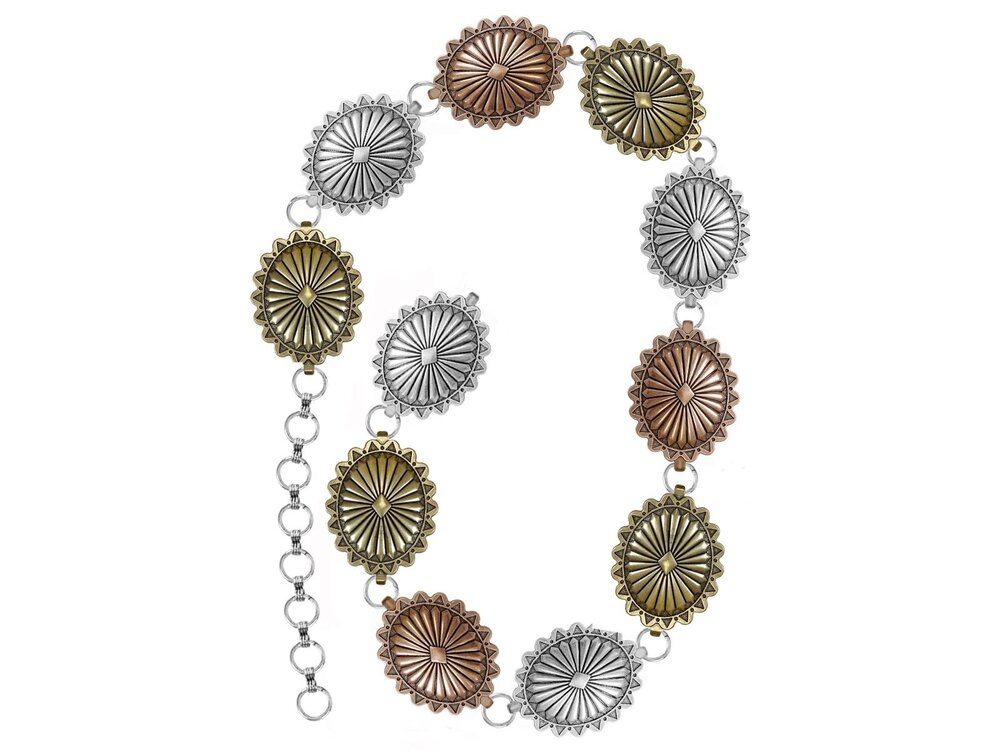 Blandice Jewelry Concho Belt- SX0061- TriTone- L/XL