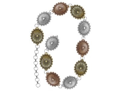 Blandice Jewelry Concho Belt- SX0061- TriTone- L/XL