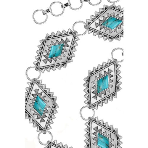 Blandice Jewelry Concho Belt- SX0069- Turquoise Silver- L/XL