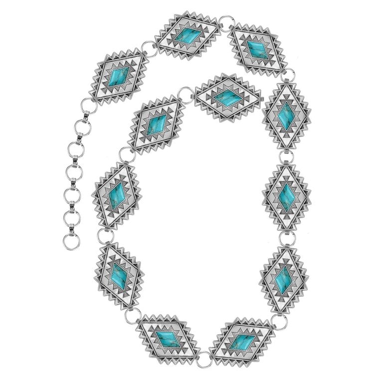 Blandice Jewelry Concho Belt- SX0069- Turquoise Silver- L/XL