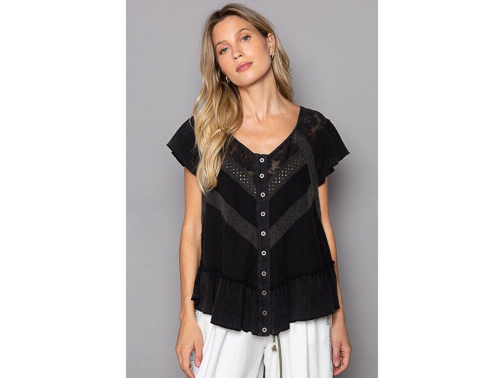 Pol Amelia Top- FWT423- Black