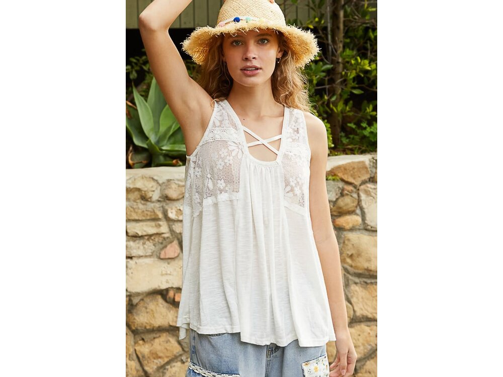 Pol Mia Tank- GKT207 - Off- White