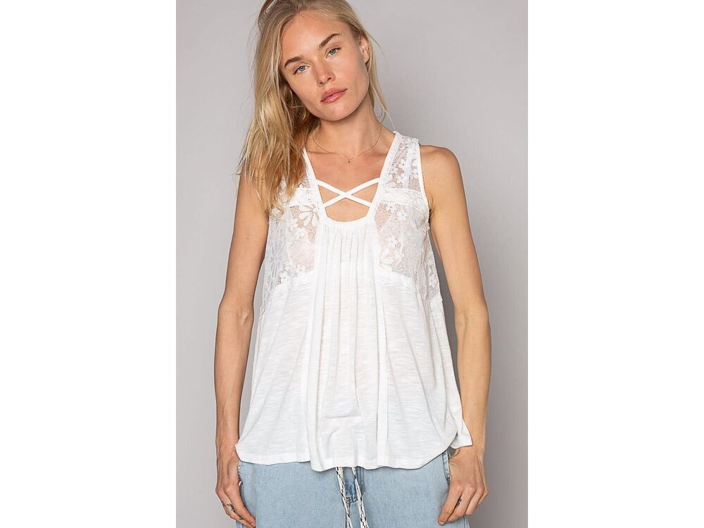Pol Mia Tank- GKT207 - Off- White