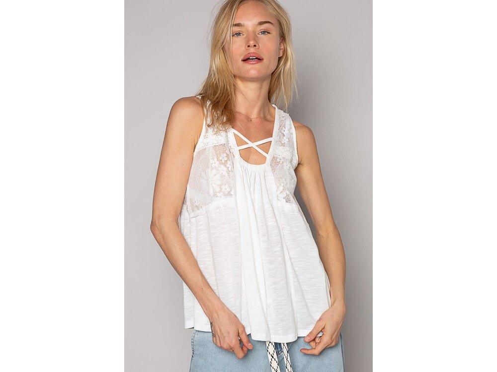 Pol Mia Tank- GKT207 - Off- White
