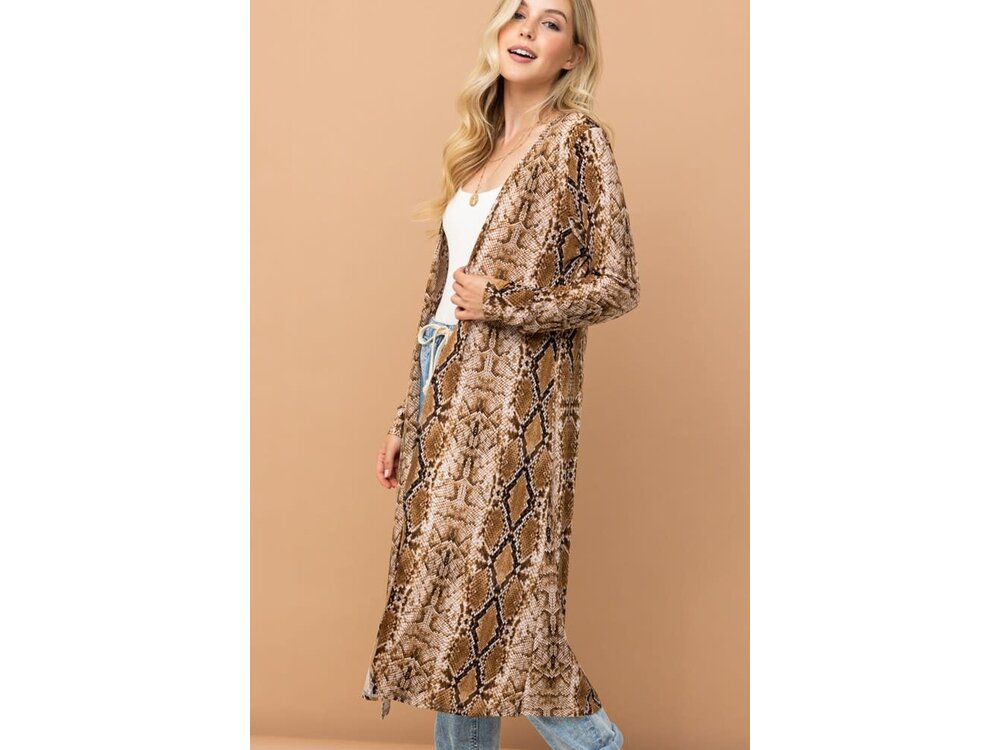 And The Why Snake Print Maxi Cardigan Duster- ATW14592