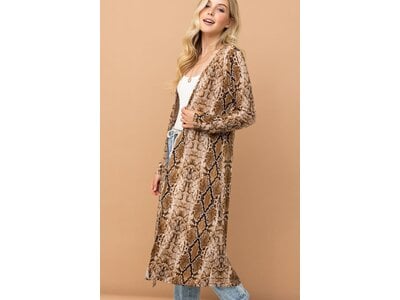 And The Why Snake Print Maxi Cardigan Duster- ATW14592