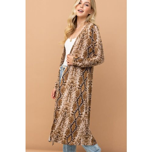 And The Why Snake Print Maxi Cardigan Duster- ATW14592