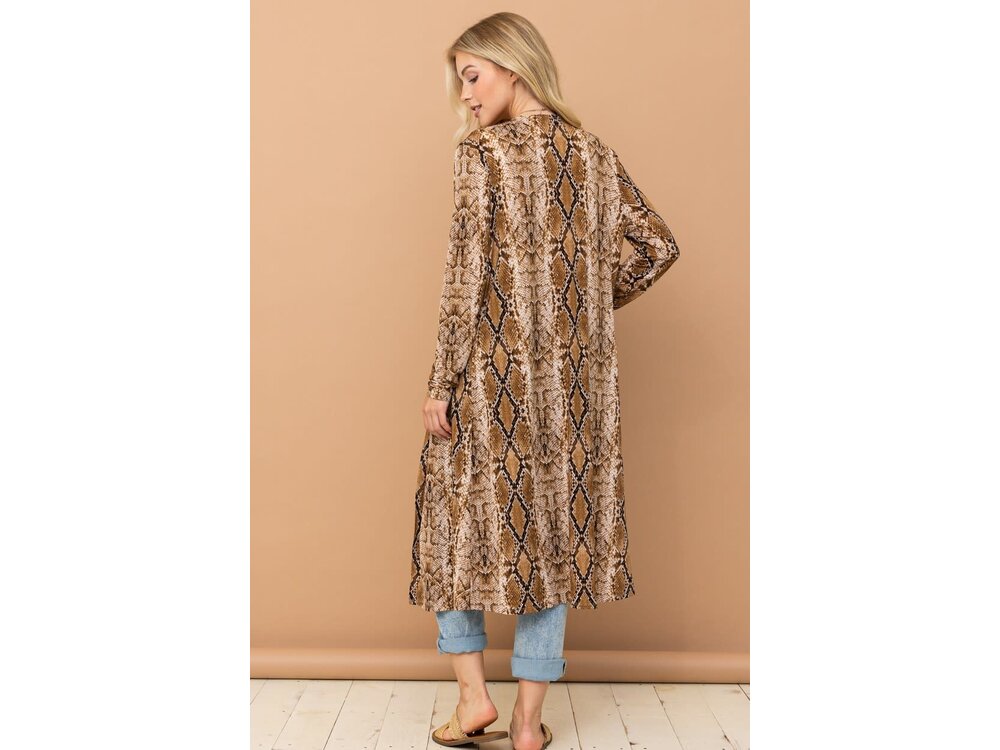 And The Why Snake Print Maxi Cardigan Duster- ATW14592