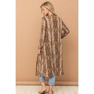 And The Why Snake Print Maxi Cardigan Duster- ATW14592