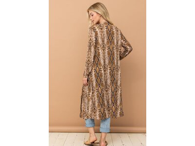 And The Why Snake Print Maxi Cardigan Duster- ATW14592