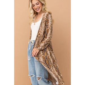 And The Why Snake Print Maxi Cardigan Duster- ATW14592