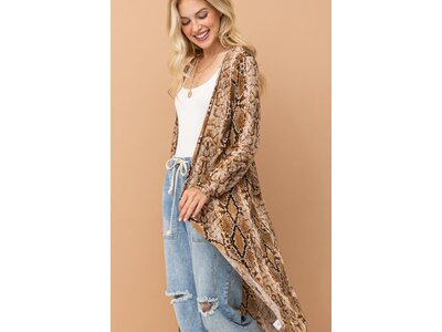 And The Why Snake Print Maxi Cardigan Duster- ATW14592