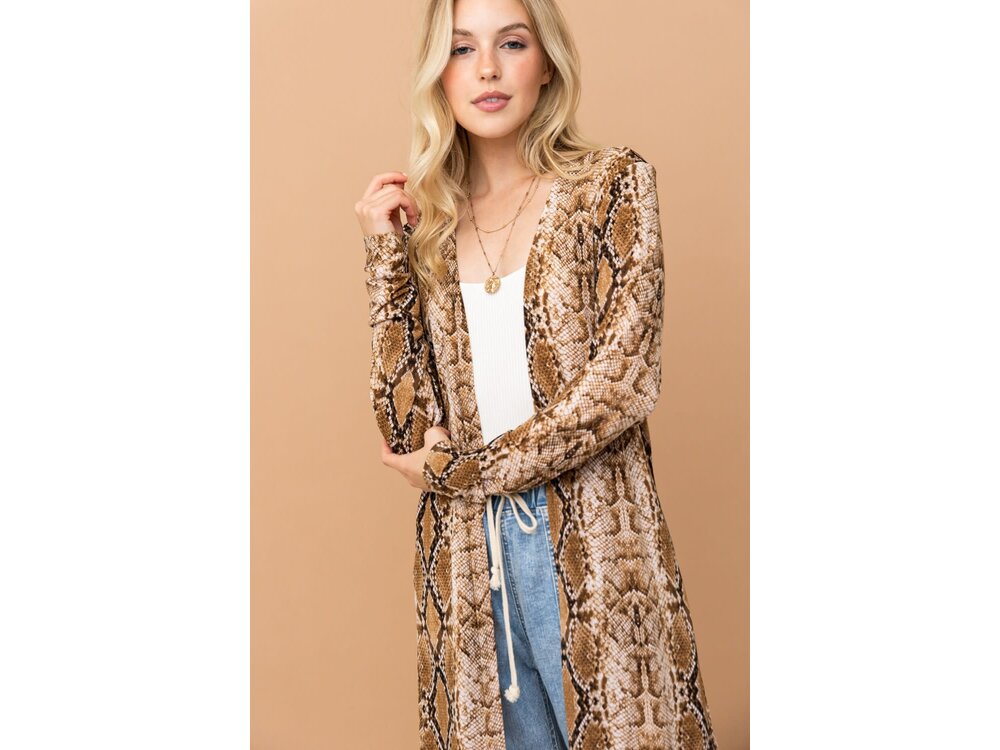 And The Why Snake Print Maxi Cardigan Duster- ATW14592