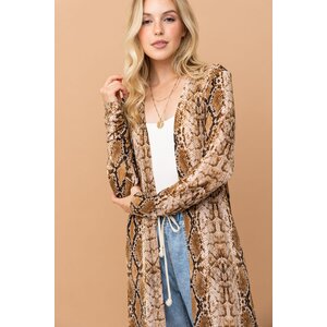 And The Why Snake Print Maxi Cardigan Duster- ATW14592