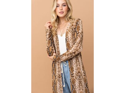 And The Why Snake Print Maxi Cardigan Duster- ATW14592
