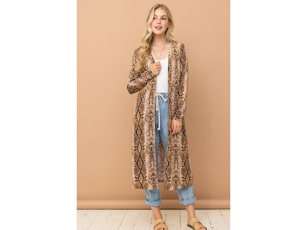 And The Why Snake Print Maxi Cardigan Duster- ATW14592