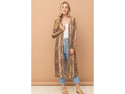And The Why Snake Print Maxi Cardigan Duster- ATW14592