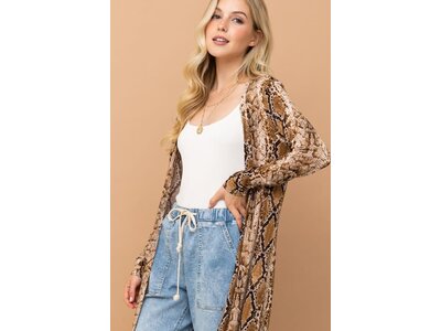 And The Why Snake Print Maxi Cardigan Duster- ATW14592
