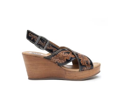 Myra Bags Flower Ridge - Handtooled Wedge-