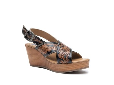 Myra Bags Flower Ridge - Handtooled Wedge-