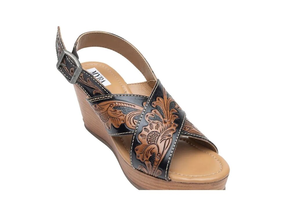 Myra Bags Flower Ridge - Handtooled Wedge-