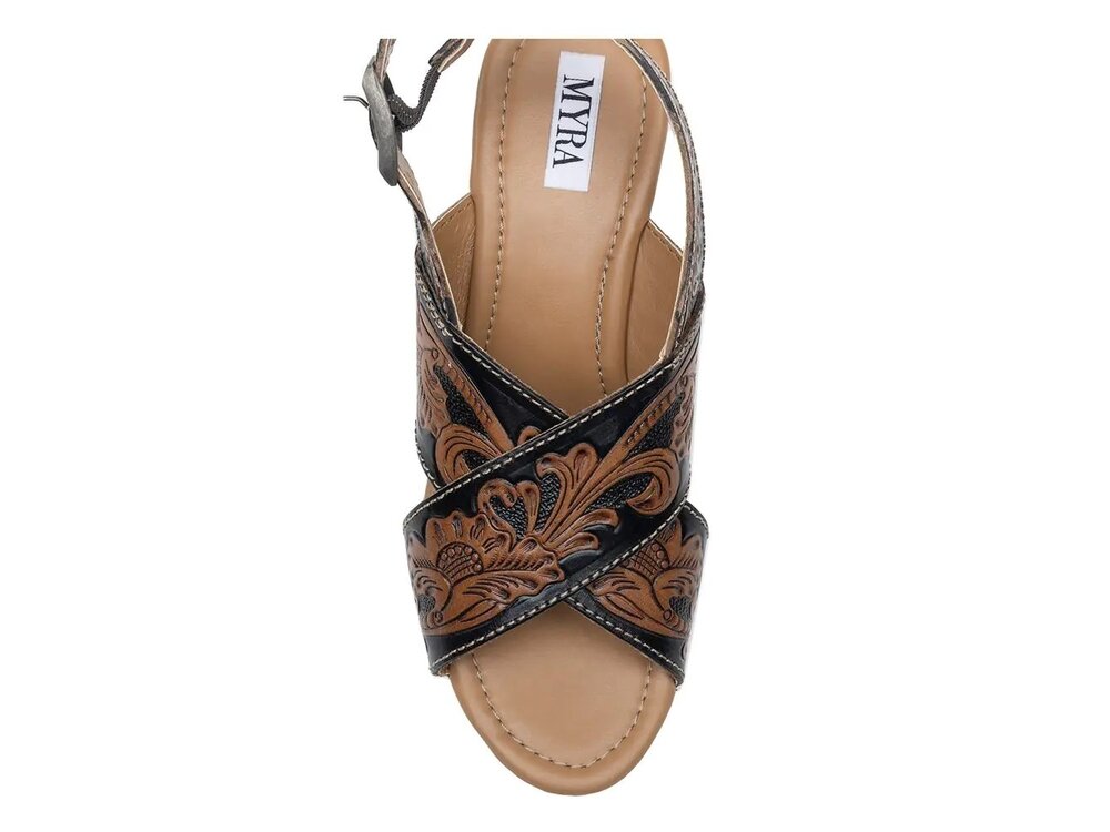 Myra Bags Flower Ridge - Handtooled Wedge-