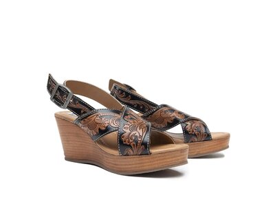 Myra Bags Flower Ridge - Handtooled Wedge-