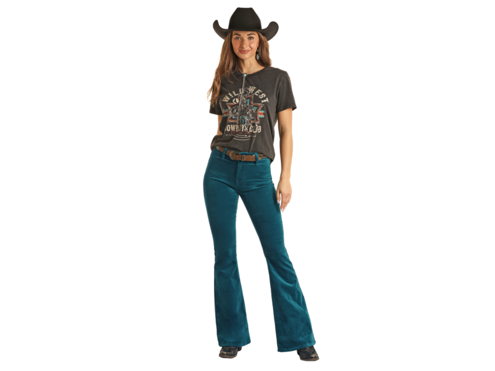 Rock and Roll Denim Corduroy Pants- Teal- BW6PD02240