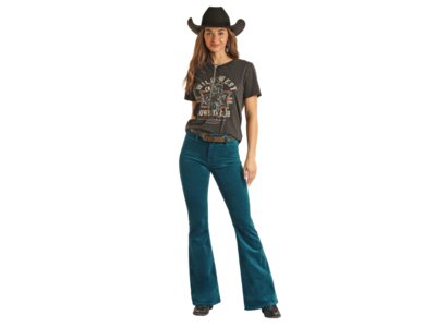 Rock and Roll Denim Corduroy Pants- Teal- BW6PD02240