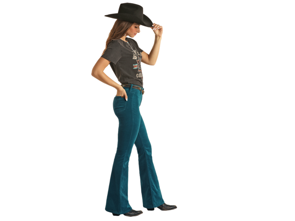 Rock and Roll Denim Corduroy Pants- Teal- BW6PD02240